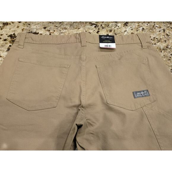 Eddie Bauer Men’s S 34x30 Durable Two-Way Stretch Canvas Utility Pants Tan NEW - Picture 4 of 5
